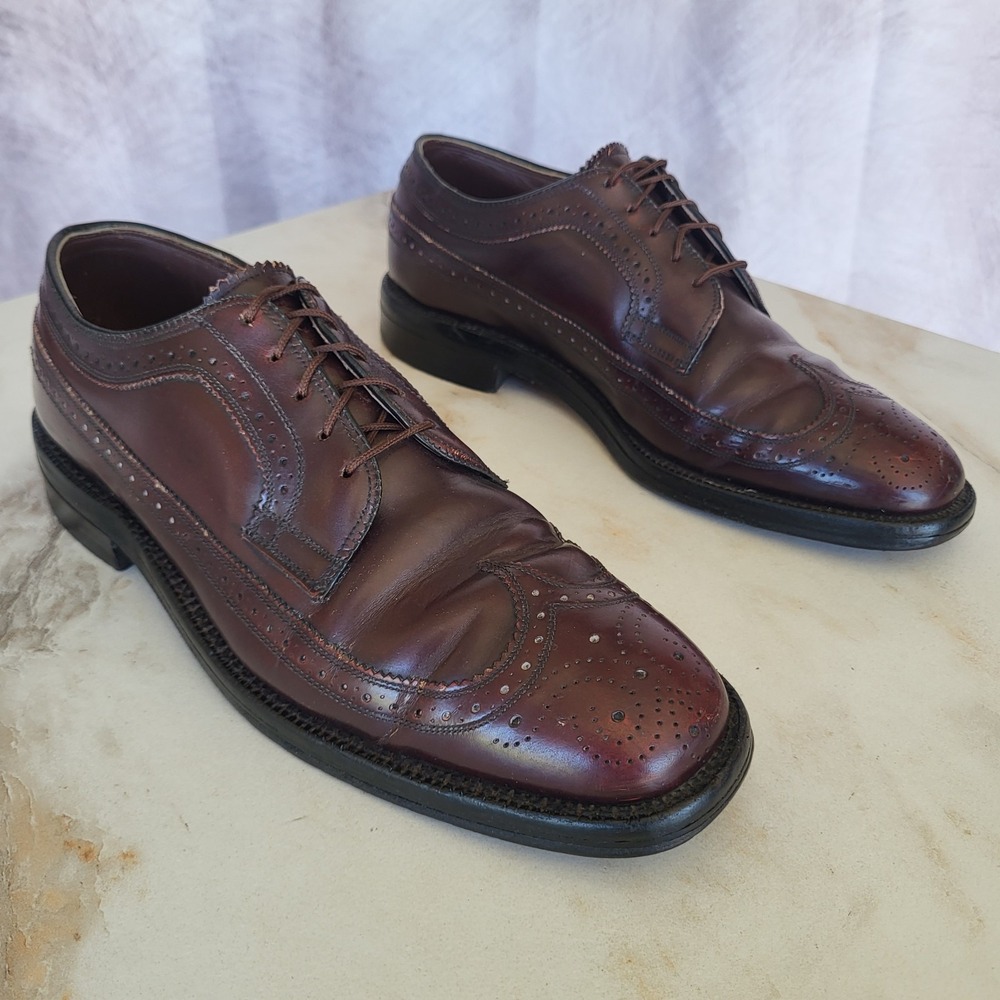 Vintage Johnston Murphy USA Longwing Derby Dress Shoes Size 9 D Men's